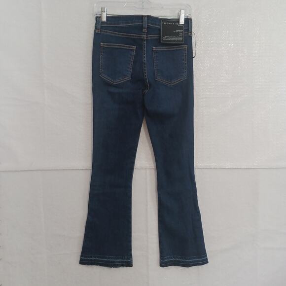 Veronica Beard Carolyn 10" Baby Boot Size 25 Dark Sea Fray Crop Blue Jeans NEW - Picture 2 of 11